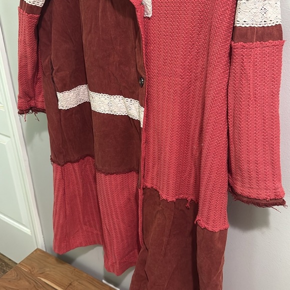 POL Brick Red & Coral Mixed Media Coat Jacket M - Picture 4 of 9